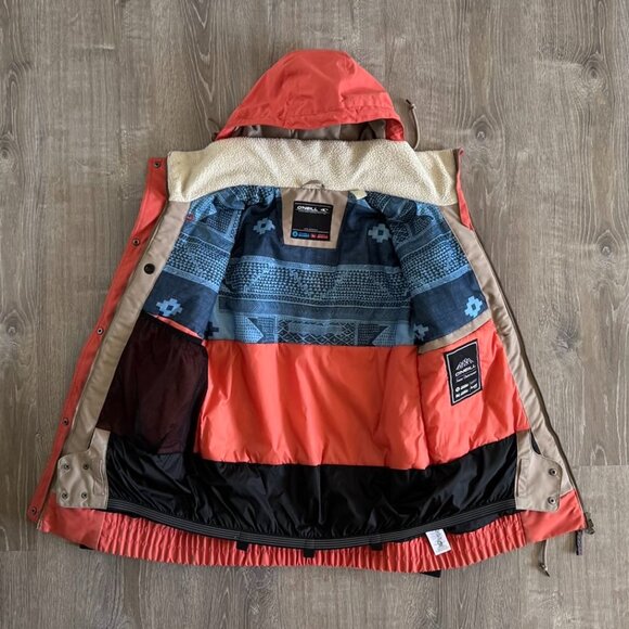 O'Neill Utility Snow Jacket Coral Beige Hooded Ski Snowboard Coat Size Medium - Picture 3 of 16